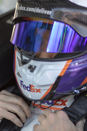 March 03, 2019 - Las Vegas, Nevada, USA: Denny Hamlin (11) gets ready for the Pennzoil 400 at Las Vegas Motor Speedway in Las Vegas, Nevada.のeditorial素材