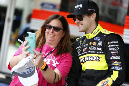 March 29, 2019 - Ft. Worth, Texas, USA: Ryan Blaney (12) gets ready to practice for the O'Reilly...