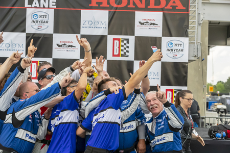 April 07, 2019 - Birmingham, Alabama, USA: TAKUMA SATO (30) of Japan wins the Honda Indy Grand Prix of Alabama at the Honda Indy Grand Prix of Alabama at Barber Motorsports Park in Birmingham, Alabama.のeditorial素材