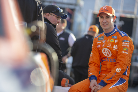 April 06, 2019 - Bristol, Tennessee, USA: Joey Logano (22) gets ready to practice for the Food City 500 at Bristol Motor Speedway in Bristol, Tennessee.のeditorial素材