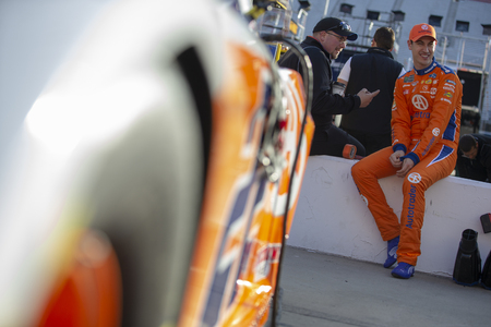 April 06, 2019 - Bristol, Tennessee, USA: Joey Logano (22) gets ready to practice for the Food City 500 at Bristol Motor Speedway in Bristol, Tennessee.のeditorial素材
