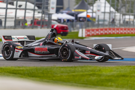 May 10, 2019 - Indianapolis, Indiana, USA: SPENCER PIGOT (21) of the United States goes through the turns during practice for the IndyCar Grand Prix of Indianapolis at Indianapolis Motor Speedway in Indianapolis, Indiana.のeditorial素材