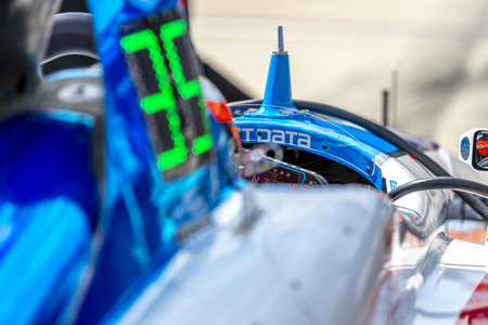 May 17, 2019 - Indianapolis, Indiana, USA: FELIX ROSENQVIST (R) (10) of Sweden prepares to practice for the Indianapolis 500 at Indianapolis Motor Speedway in Indianapolis, Indiana.のeditorial素材
