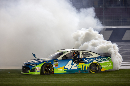 May 18, 2019 - Concord, North Carolina, USA: Kyle Larson (42) wins the Monster Energy All-Star Race at Charlotte Motor Speedway in Concord, North Carolina.のeditorial素材