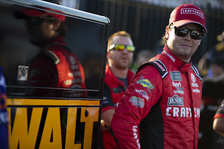 May 17, 2019 - Concord, North Carolina, USA: Erik Jones (20) gets ready to qualify for the Monster Energy All-Star Race at Charlotte Motor Speedway in Concord, North Carolina.のeditorial素材