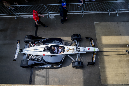The car of JORDAN KING (R) (42) of England heads to pit road before the last practice for the Indianapolis 500 at Indianapolis Motor Speedway in Indianapolis, Indiana.のeditorial素材