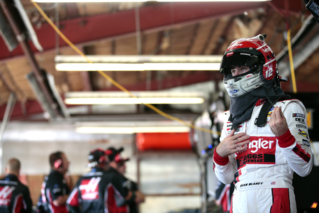 June 07, 2019 - Brooklyn, Michigan, USA: Ryan Blaney (12) gets ready to practice for the FireKeepers Casino 400 at Michigan International Speedway in Brooklyn, Michigan.のeditorial素材