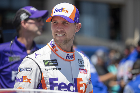 June 22, 2019 - Sonoma, California , USA: Denny Hamlin (11) gets ready to qualify for the TOYOTA/SAVE MART 350 at Sonoma Raceway in Sonoma, California .のeditorial素材