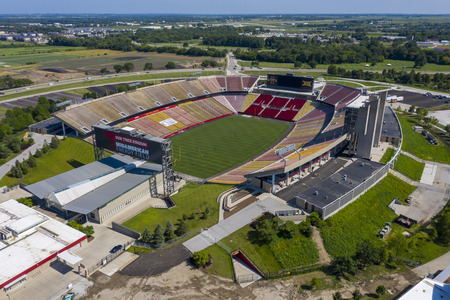 July 18, 2019 - Ames, Iowa, USA: Aerial Views of Jack Trice Stadium in Ames, Iowa, United States.のeditorial素材
