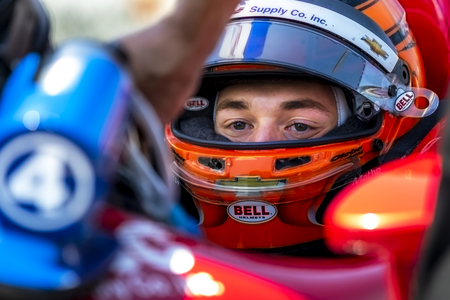 MATHEUS LEIST (4) of Brazil  prepares to qualify for the Iowa 300 at Iowa Speedway in Newton, Iowa.のeditorial素材