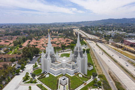 July 08, 2019 - La Jolla, California, USA: The San Diego California Temple is the 47th constructed and 45th operating temple of The Church of Jesus Christ of Latter-day Saints (LDS Church).のeditorial素材