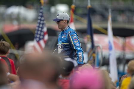 July 21, 2019 - Loudon, New Hampshire, USA: Kevin Harvick (4) gets ready for the Foxwoods Resort Casino 301 at New Hampshire Motor Speedway in Loudon, New Hampshire.のeditorial素材