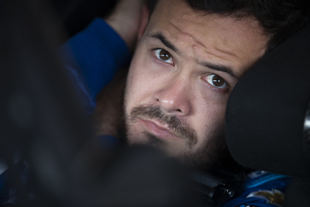 July 27, 2019 - Long Pond, Pennsylvania, USA: Kyle Larson (42) gets ready to practice for the Gander RV 400 at Pocono Raceway in Long Pond, Pennsylvania.のeditorial素材