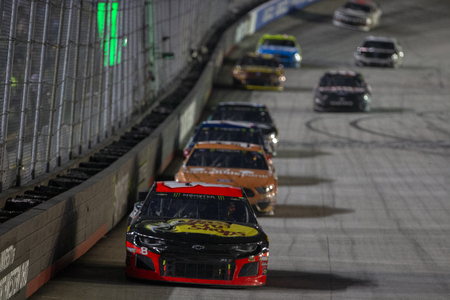 August 17, 2019 - Bristol, Tennessee, USA: Daniel Hemric (8) battles for position down the front stretch for the Bass Pro Shops NRA Night Race at Bristol Motor Speedway in Bristol, Tennessee.のeditorial素材