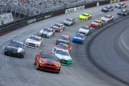 August 16, 2019 - Bristol, Tennessee, USA: Kyle Busch (18) and Austin Cindric (22) takes to the...