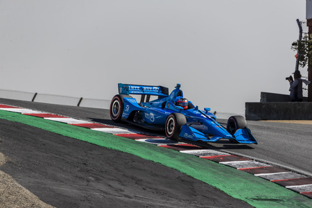 September 20, 2019 - Salinas, California, USA: FELIX ROSENQVIST (10) of VÃ¤rnamo, Sweden  practices for the Firestone Grand Prix of Monterey at Weathertech Raceway Laguna Seca in Salinas, California.のeditorial素材
