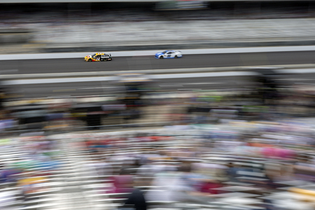 September 08, 2019 - Indianapolis, Indiana , USA: Clint Bowyer (14) battles for position down the front stretch for the  Big Machine Vodka 400 at the Brickyard at Indianapolis Motor Speedway in Indianapolis, Indiana .のeditorial素材