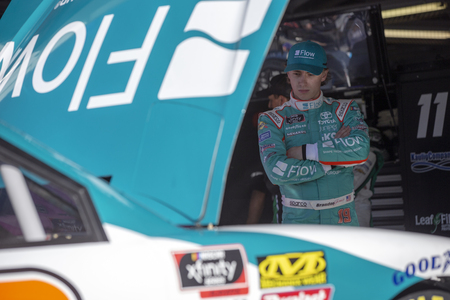 Brandon Jones (19) takes to the track to practice for the  Kansas Lottery 300 at Kansas Speedway in Kansas City, Kansas.のeditorial素材