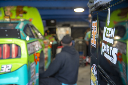 October 26, 2019 - Martinsville, Virginia, USA: Corey LaJoie (32) takes to the track to practice for the First Data 500 at Martinsville Speedway in Martinsville, Virginia.のeditorial素材