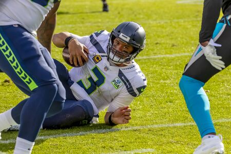 November 25, 2018 - Russell WILSON (3) plays against the Carolina Panthers at Bank Of America...