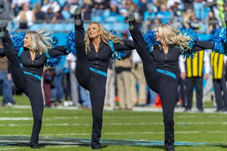 November 25, 2018 - The Carolina Topcats perform as the Panthers play host to the visiting Seattle Seahawks at Bank Of America Stadium in Charlotte, NC.  The Panthers lose to the Seahawks, 30-27.のeditorial素材