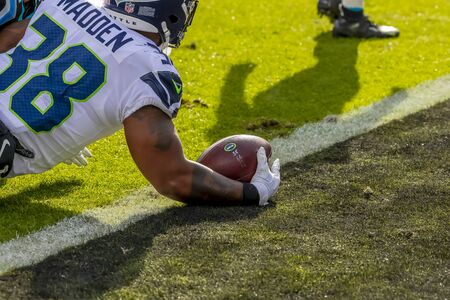 November 25, 2018 - Tre MADDEN (38) plays against the Carolina Panthers at Bank Of America Stadium in Charlotte, NC.  The Panthers lose to the Seahawks, 30-27.のeditorial素材