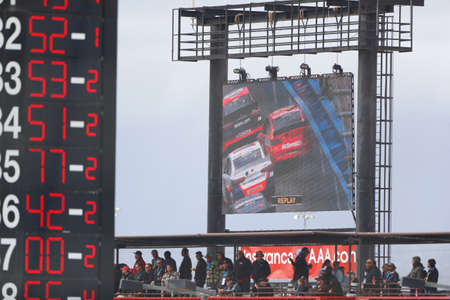 Kyle Larson (42) races for the Auto Club 400 at Auto Club Speedway in Fontana, California.