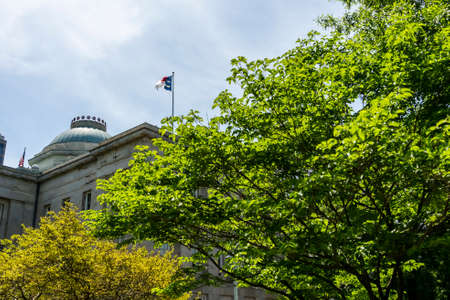 April 22, 2020 - Raleigh, North Carolina, USA: The North Carolina State Capitol is the former seat of the legislature of the U.S. state of North Carolina which housed all of the state's government until 1888.のeditorial素材