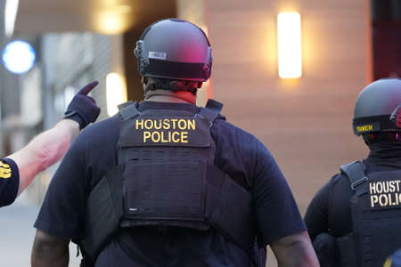 May 29, 2020 - Houston, Texas, USA: Police and spectators collide in downtown Houston, TX as rioters...