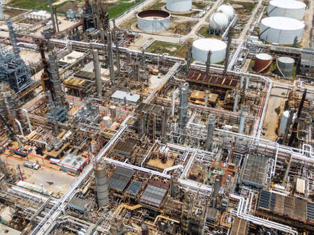 Aerial views of an oil refinery on the Texas Gulf Coastのeditorial素材