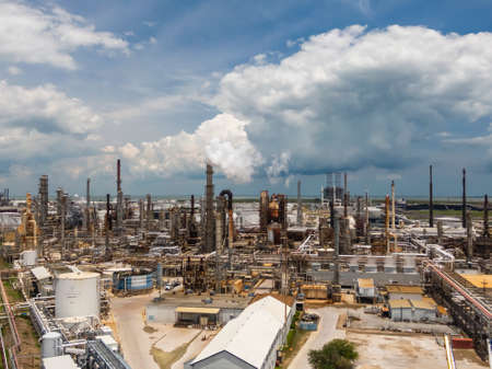 Aerial views of an oil refinery on the Texas Gulf Coastのeditorial素材
