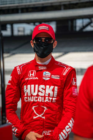 MARCUS ERICSSON (8) of Kumla, Sweden  prepares to practice for the GMR Grand Prix at the Indianapolis Motor Speedway in Indianapolis, Indiana.のeditorial素材