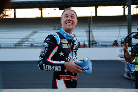 Kevin Harvick (4) celebrates his win for the Big Machine Hand Sanitizer 400 Powered by Big Machine Records at Indianapolis Motor Speedway in Indianapolis, .のeditorial素材