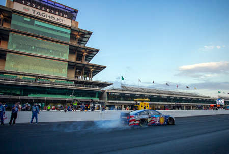 Kevin Harvick (4) celebrates his win for the Big Machine Hand Sanitizer 400 Powered by Big Machine Records at Indianapolis Motor Speedway in Indianapolis, .のeditorial素材