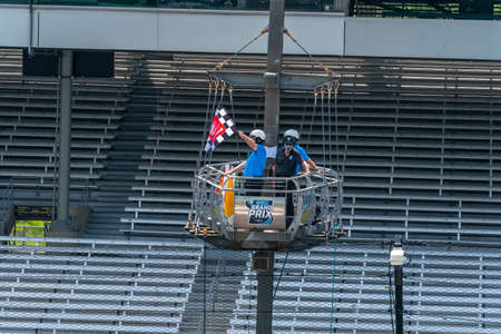 The NTT INDYCAR SERIES teams take to the track to qualify for the GMR Grand Prix at Indianapolis Motor Speedway in Indianapolis Indiana.のeditorial素材