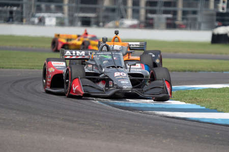 CONOR DALY (20) Of the United States   races through the turns during the  race for the GMR Grand Prix at Indianapolis Motor Speedway in Indianapolis, Indiana.のeditorial素材