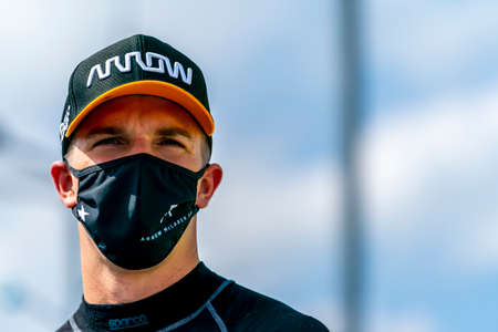 OLIVER ASKEW (7) of the United States  qualifies for the Iowa INDYCAR 250s at Iowa Speedway in Newton, Iowa.のeditorial素材