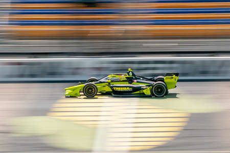 CHARLIE KIMBALL (4) of the United States practices for the Iowa INDYCAR 250s at the Iowa Speedway in Newton, Iowa.のeditorial素材