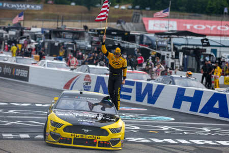 August 02, 2020 - Loudon, New Hampshire, USA: Brad Keselowski (2) wins the Foxwoods Resort Casino 301 at New Hampshire Motor Speedway in Loudon, New Hampshire.のeditorial素材