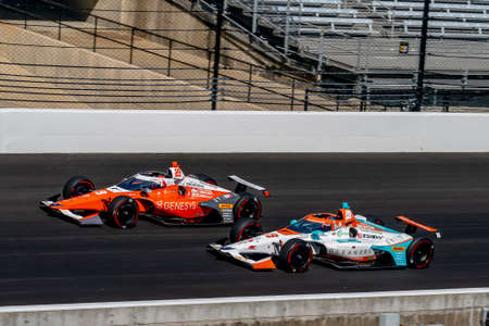 JAMES HINCHCLIFFE (29) of Toronto, Canada  practices for the Indianapolis 500 at the Indianapolis Motor Speedway in Indianapolis, Indiana.のeditorial素材