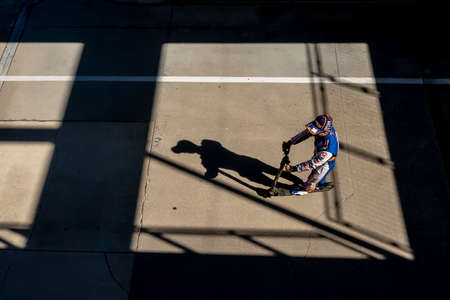 TAKUMA SATO (30) of Tokyo, Japan prepares to practice for the Indianapolis 500 at the Indianapolis Motor Speedway in Indianapolis, Indiana.のeditorial素材