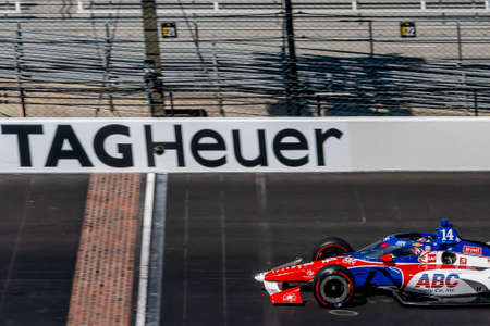TONY KANAAN (14) of Salvador, Brazil   practices for the Indianapolis 500 at the Indianapolis Motor Speedway in Indianapolis, Indiana.のeditorial素材