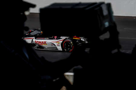 RINUS VEEKAY (R) (21) of Hoofddorp, Netherlands  practices for the Indianapolis 500 at the Indianapolis Motor Speedway in Indianapolis, Indiana.のeditorial素材