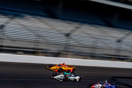 FERNANDO ALONSO (66) of Oviedo, Spain  practices for the Indianapolis 500 at the Indianapolis Motor Speedway in Indianapolis, Indiana.のeditorial素材