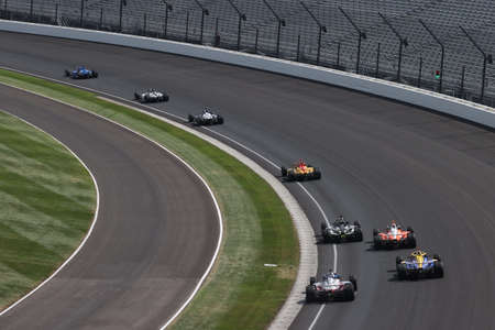 The NTT IndyCar Series teams take to the track to race for the Indianapolis 500 at Indianapolis Motor Speedway in Indianapolis Indiana.のeditorial素材