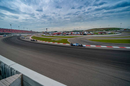 TAKUMA SATO (30) of Tokyo, Japan races through the turns during the  race for the Bommarito Automotive Group 500 at World Wide Technology Raceway in Madison, Illinois.のeditorial素材