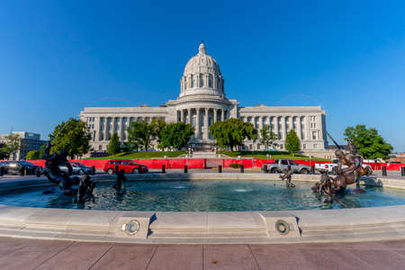 August 26, 2020 - Jefferson City, Missouri, USA: The Missouri State Capitol located in Jefferson City and it is the third capitol in the city after the other two were demolished when they were damaged in fires.のeditorial素材