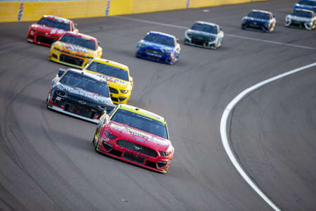 Gray Gaulding battles for position for the South Point Hotel & Casino 400 at Las Vegas Motor Speedway in Las Vegas, Nevada.のeditorial素材