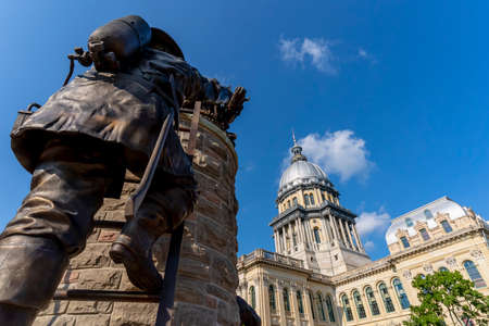 August 24, 2020 - Springfield, Illinois, USA: The Illinois State Capitol, located in Springfield, Illinois. The current building is the sixth to serve as the capitol building since Illinois was admitted to the United States in 1818.のeditorial素材