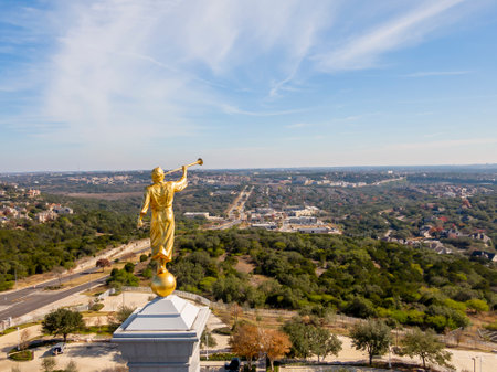 December 12, 2020 - San Antonio, Texas, USA: The San Antonio Texas Temple is the 120th operating temple of The Church of Jesus Christ of Latter-day Saints (LDS Church).のeditorial素材
